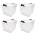 thumbnail image 1 of HOMZ Lot de 4 Bacs de Rangement en Plastique Transparent de 31 Qt avec Couvercle à Loquet pour la Maison et le Bureau, Gris, 1 of 9