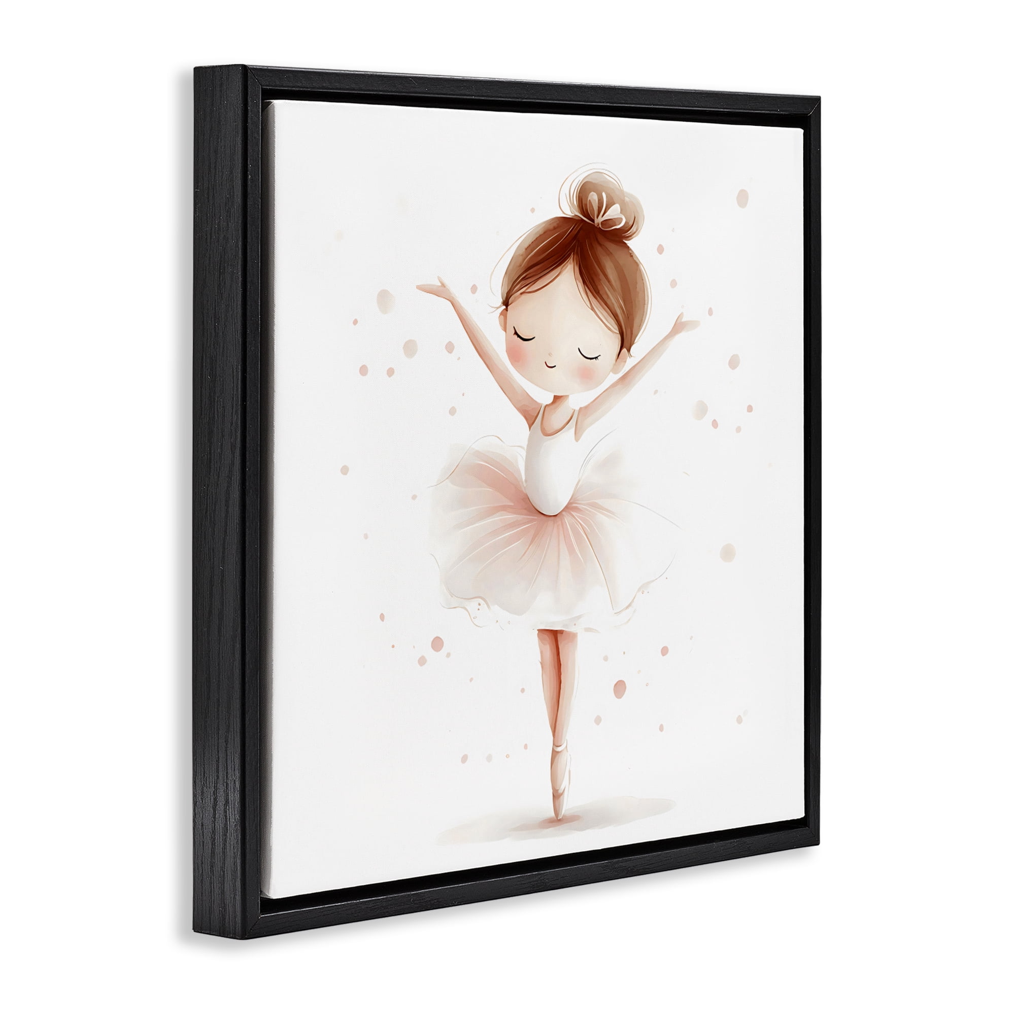 Stupell Industries Delicate Little Ballerina Girl Black Framed Floater Canvas Wall Art, design by Creative Studio