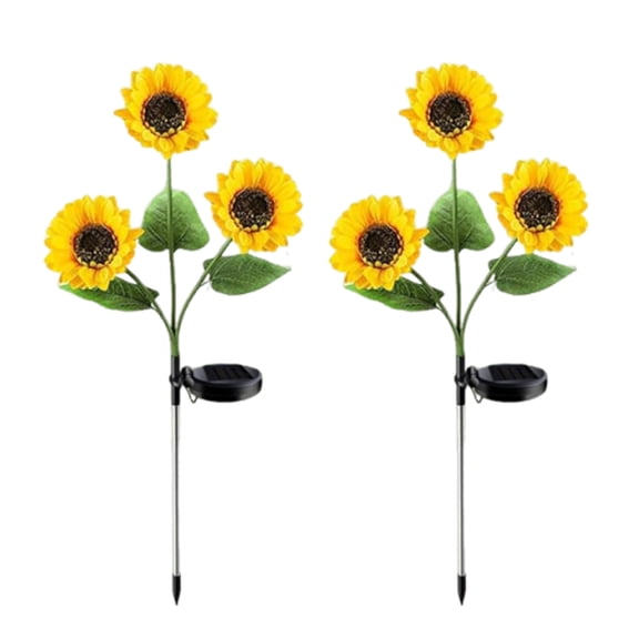 Ohmyroo 27.56 in Solar Garden Lights with Sunflower and Floral Details, Decorative Yard Stakes with Solar Powered Operation, Outdoor Accent Lamps for Garden Room Window and Party Display