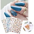 thumbnail image 3 of 5 Sheets French Nail Art Stickers - Flowers Leaves Nail Decals 3D Self-Adhesive Nail Art Supplies Colorful Wavy Stripe Lines Abstract Leaf Nail Designs Stickers for Women Girls Manicure Decoration, 3 of 5