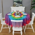 thumbnail image 2 of Colorful Rainbow Tie Dye Spiral Pattern Round Tablecloth 60"x60",Wrinkle Wipeable Table Cloth for Kitchen Dining Room Picnic Patio Party, 2 of 6
