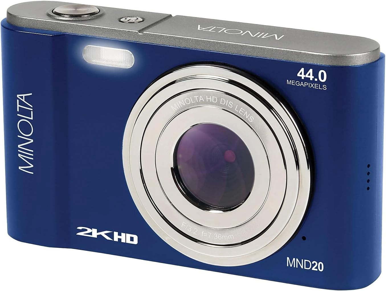 Minolta MND20 44 MP / 2.7K Ultra HD Digital Camera (Blue) + 32GB Memory Card + 12" Tripod + Memory Card Wallet + More Bundle