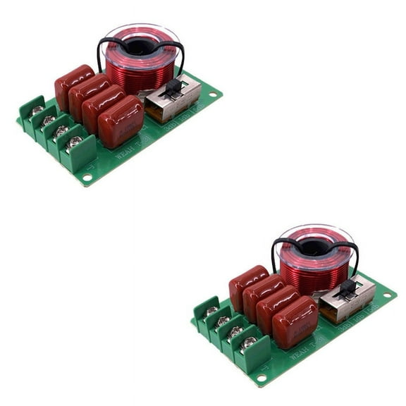 2X Frequency Divider Hi-Fi Audio TREBLE BASS Speaker Frequency Divider Stereo Crossover Filters for 2-16Ohm Speaker,2 * Pure tweeter crossover,Green&red
