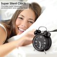 thumbnail image 4 of 4 Inch Twin Bell Loud Alarm Clock Metal Frame 3D Dial with Backlight Battery Operate Desk Table Alarm Clock,White, 4 of 5
