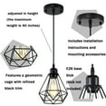 thumbnail image 5 of Modern Industrial Pendant Light 2 Pack Black Metal Geometric Cage E26 Hardwired Hanging Ceiling Light for Kitchen Island, 5 of 10