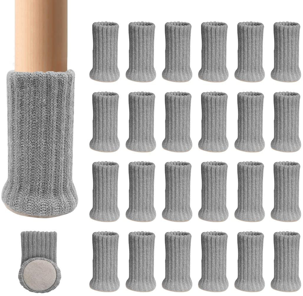 High Elastic Knitted Chair Leg Floor Protectors Thickening White Chair Leg Covers Set Move Easily and Reduce Noise 24 PCs Furniture Leg Socks