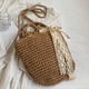 thumbnail image 4 of Bolso de mano para mujer, bandolera con lazo de encaje a la moda, Bolso informal elegante de paja para la playa, 4 of 8