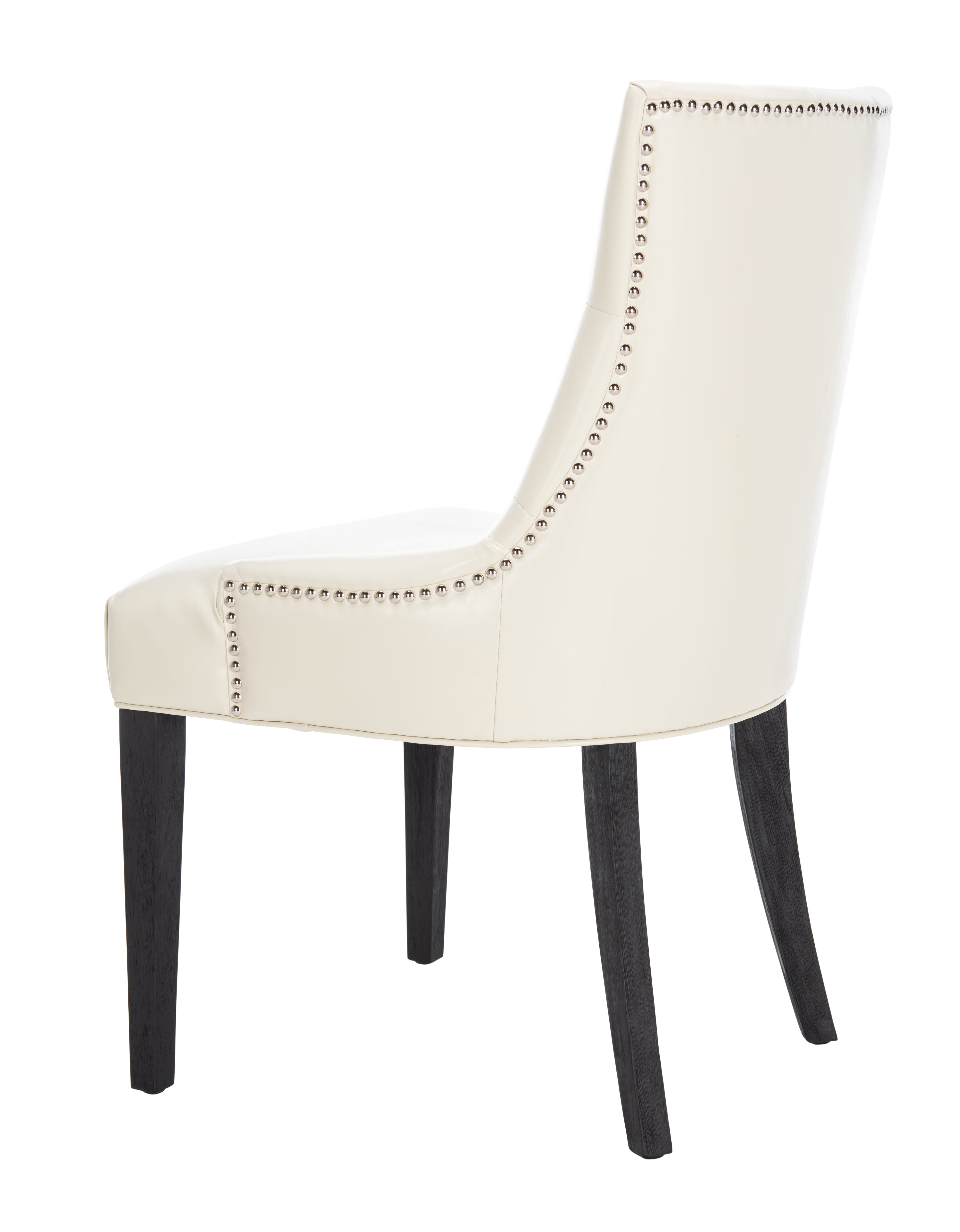SAFAVIEH Abby Flat Cream/Espresso Bicast Leather Tufted Side Chair (Set of 2) (22 in. W x 23.8 in. D x 36.4 in. H)