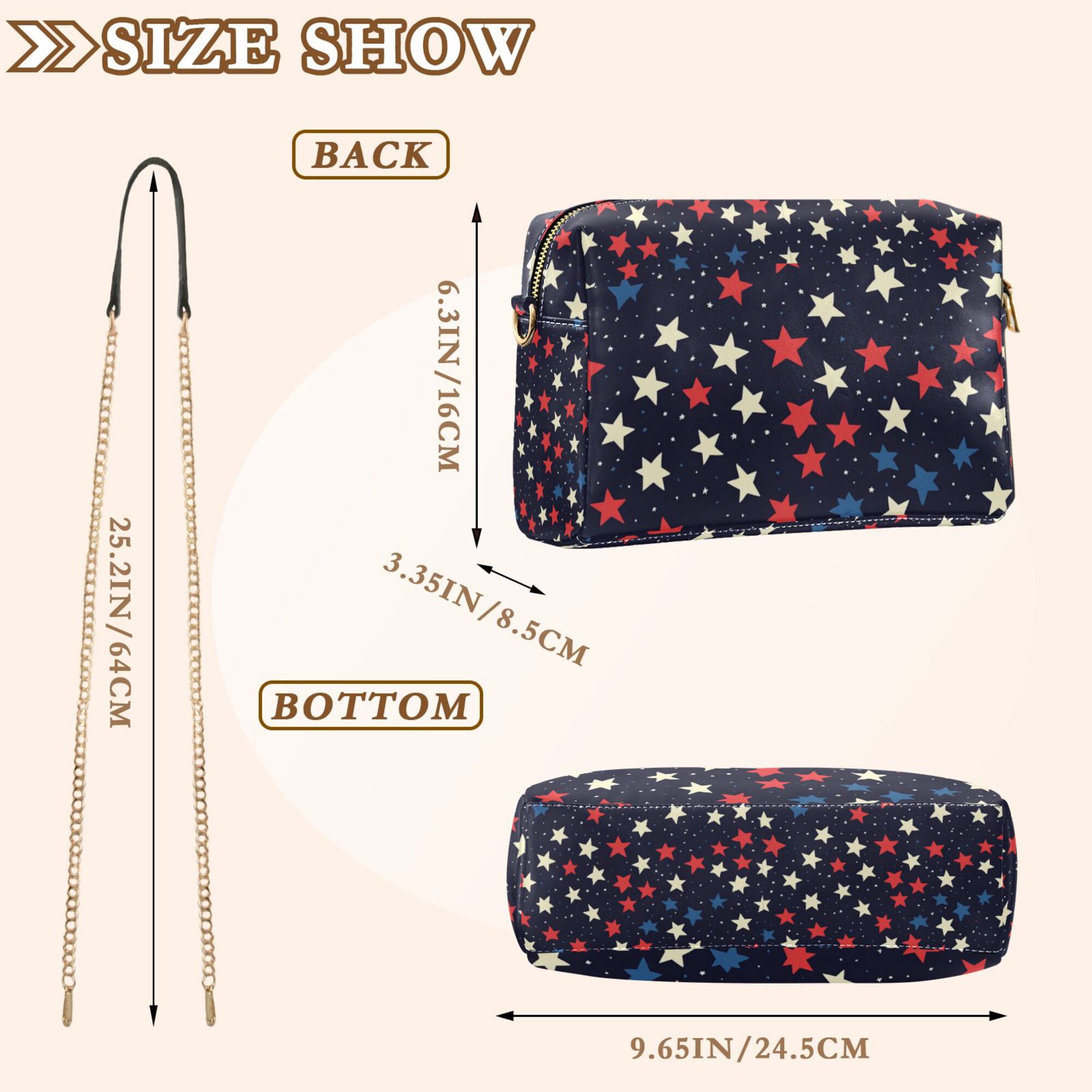 FORMRS Women Crossbody Purse with Chain Strap Vegan Leather Shoulder Handbag, Red Starry Pattern