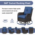 thumbnail image 3 of Unnifurnzi Outdoor Swivel Chairs-Patio Swivel Glider Chairs with Ottomans Outdoor Conversation Set for Deck Balcony Poolside Backyard-Brown/Blue, 3 of 7