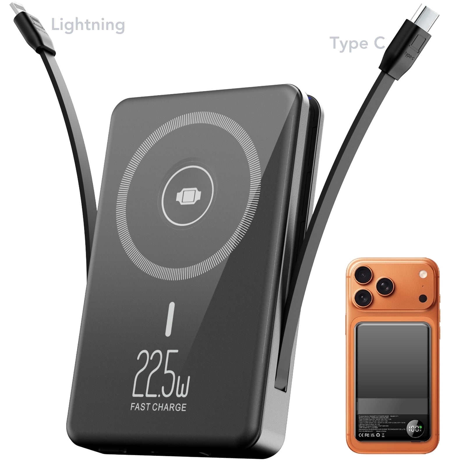 スマホアクセサリー Wireless Powerbank 10,000mAh chicarygo Wireless Power Bank, 10000mAh, Magnetic Fast Charging