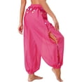 thumbnail image 2 of TiaoBug Womens Belly Dance Pants Side Split Sequins Yoga Bloomers Pants Hippie Jogger Trousers Hot Pink One Size, 2 of 7