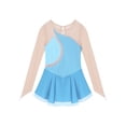 thumbnail image 5 of iiniim Kids Girls Shiny Long Sleeve Figure Ice Skating Dress Mesh Splice Roller Skating Gymnastic Dance, 5 of 7
