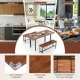 thumbnail image 6 of Costway 3 Piece Dining Table Set for 4-6  63"Kitchen Table with 2 Benches Metal Frame Walnut, 6 of 10