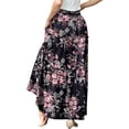 thumbnail image 6 of Cueply Long Skirts for Women Pleated Elastic High Waist drawstring Tiered Maxi Skirt with Pockets, 6 of 7