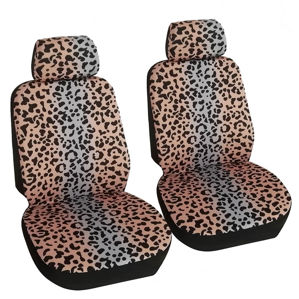 2 PCS Leopard Printed Seat Covers, Universal for Front Seat Covers for
