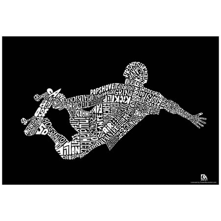 No Trick Treat Poster - Skateboarding Tricks Text Poster - 19x13