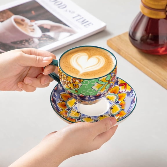 8 oz Cappuccino Cups with Saucers Set of 6