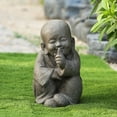 thumbnail image 5 of LuxenHome Weathered Brown MgO Quiet Little Buddha Monk Garden Statue, 5 of 10