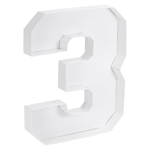 Uxcell 10" Cardboard Number, Number 3 Paper Box Fillable Tray Container for Mache Chocolate Candy Decorations, White