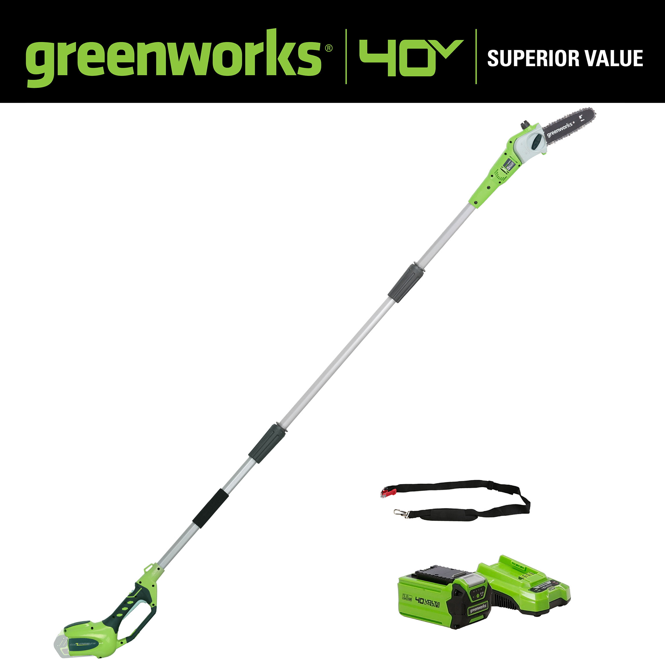 Greenworks 8.5 40V Cordless Pole Saw 2.0 AH Battery Included 20672 Renewed 