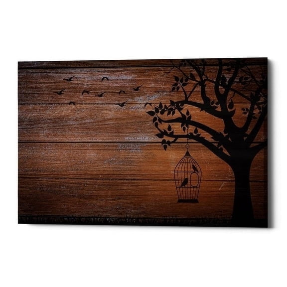 Epic Graffiti  "Wood Series: Birds and Tree Silhouettes" Giclee Canvas Wall Art, 12" x 18" 26" x 40"
