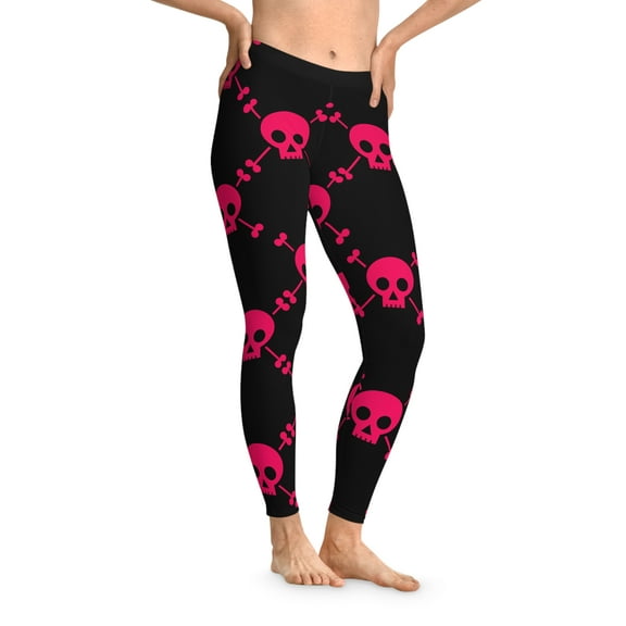 Pinky Skull Stretchy Leggings (AOP)
