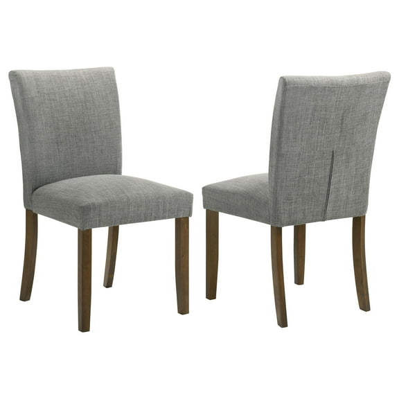 Cana Dining Chair Set of 2, Gray Fabric Foam Cushion, Brown Wood Legs
