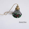 thumbnail image 6 of FSLiving Hanging Swag Pendant Light with 15ft Plug-in UL Dimmable Cord Brass Finished E26 Socket Tiffany Flower Glass Lamp Nordic Industrial Hanging Lamp for Farmhouse Corner Lighting - 1 Light, 6 of 10