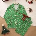 thumbnail image 2 of Christmas Pajamas for Women Long Sleeve Button Down Sleepwear Funny Cute Xmas Print Holiday Lounge Two Piece Pjs Army Green S, 2 of 5