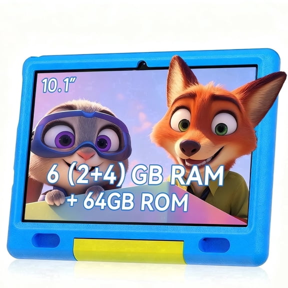 AEEZO 10-inch Kids Tablet, HD IPS Display Tablet for Kids, 6GB RAM, 64GB ROM, Quad-Core Processor, Kidoz Pre Installed& Kids Education, Parental Control,-Proof Case (Blue)
