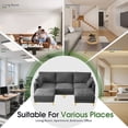 thumbnail image 6 of Ktaxon U-Shaped Sofa with 2 Removable Ottomans, Flannel Deep Seat Couch for 3, Convertible Sleeper, Dark Gray, 6 of 11