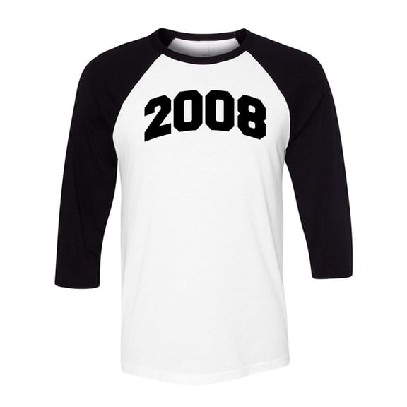 2008 College Style Three-Quarter Raglan Sleeve Baseball Shirt Unisex Large White/Black