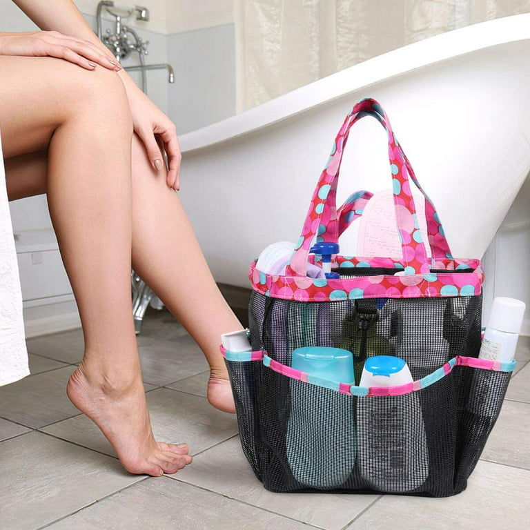 Mesh Shower Caddy Quick Dry Tote Bag Hanging Toiletry Bath Organizer Pink  Dorm