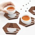 thumbnail image 4 of Leather Coasters with Heat-resistant for Drinks, Coffee Cafe Cup -标题2 Hexagon, 4 of 5