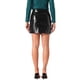 thumbnail image 3 of Falda de cuero sintético ajustada para mujeres INSPIRE CHIC con abertura alta en la cintura, faldas mini lápiz XS negra, 3 of 6