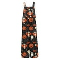 thumbnail image 4 of WTOBBY Women's Sleeveless Cotton Romper with Halloween Print, Casual Overalls Featuring Adjustable Straps, Pockets, Comfy Fit for Summer, Cute and Stylish,GingerM, 4 of 7