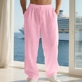 thumbnail image 5 of sususu Mens Sweatpants With Pockets,Men's Casual Straight Leg Pants Comfortable Stylish Home Beach Wear Soft Lightweight Trousers,Pink,XL, 5 of 7