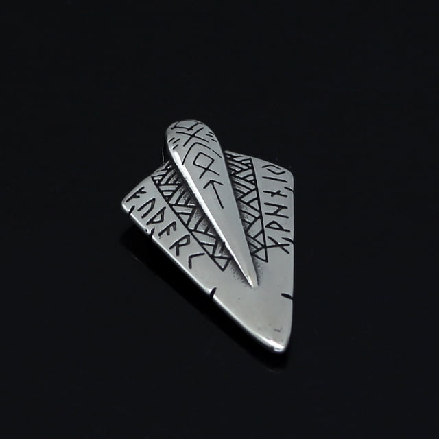 Colgante de doble cara de acero inoxidable con runas vikingas y mitología nórdica, cadena larga, joyería para hombre con personalidad