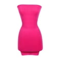 thumbnail image 4 of SNNROO Robe d'Été pour Femmes Sans Bretelles, Couleur Unie, Robe Tube, Décontractée, Extensible, Ajustée, Fête, Plage, Mini Robe, 4 of 4