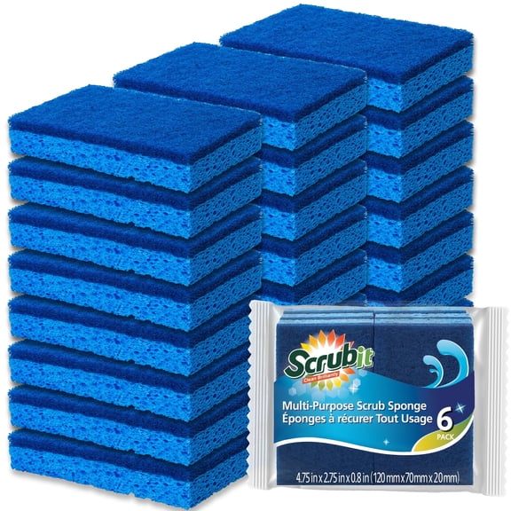 Cleaning Scrub Sponge by Scrub-It - Scrubbing Dish Sponges Use for Kitchens, Bathroom & More - 24 pack