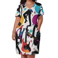 thumbnail image 3 of Vestido de noche de verano para mujer, vestidos largos con bolsillo, vestidos abstractos de músico., 3 of 7