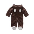 thumbnail image 4 of Esho Newborn Baby Boys Girls Fleece Hooded Romper Jumpsuit Infant Winter Warm Bodysuit Outfits Clothes, 4 of 8
