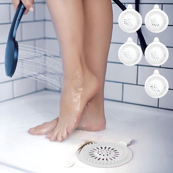 ACDANC 5 Pack Hair Catcher Shower Drain Covers To Help Clogs,Protector Silicone Bathtub Hair Stopper Easy to Install and Clean Suit for Bathroom Tub Shower and Sink