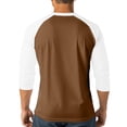 thumbnail image 3 of Dwelliawo Men's 1776-2026 USA 250th Anniversary Henley Shirt, 3/4 Sleeve Raglan Baseball Tee, We The People Patriotic American Flag Casual T-Shirt Brown 2xL, 3 of 3