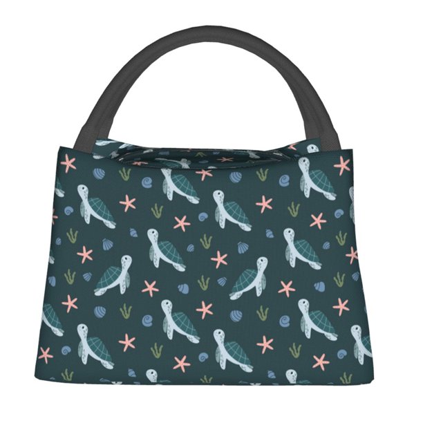 Easygdp Cute Turtle Bolsa de Almuerzo Insulada Reutilizable, Bolsa de Mano y Bandolera para Oficina, Trabajo, Viajes