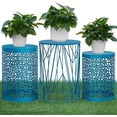 thumbnail image 7 of Y&M Outdoor Heavy Duty Metal Round End Table, Blue (Set of 3), 7 of 7