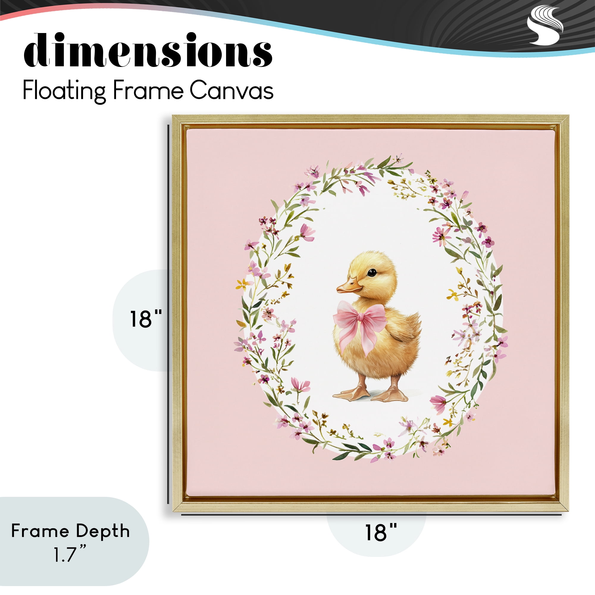 Stupell Industries Blush Pink Duckling Gold Framed Floater Canvas Wall Art, design by Christine Simpson Art