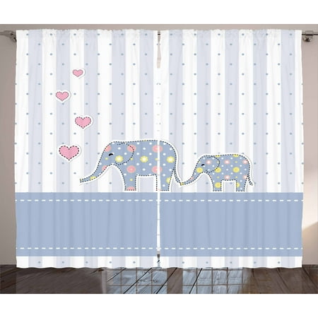 Elephant Nursery Decor Curtains 2 Panels Set Baby Shower Theme Elephant Nursery Decor Curtains 2 Panels Set Baby Shower Theme Cheerful Newborn Celebration Pastel Toned