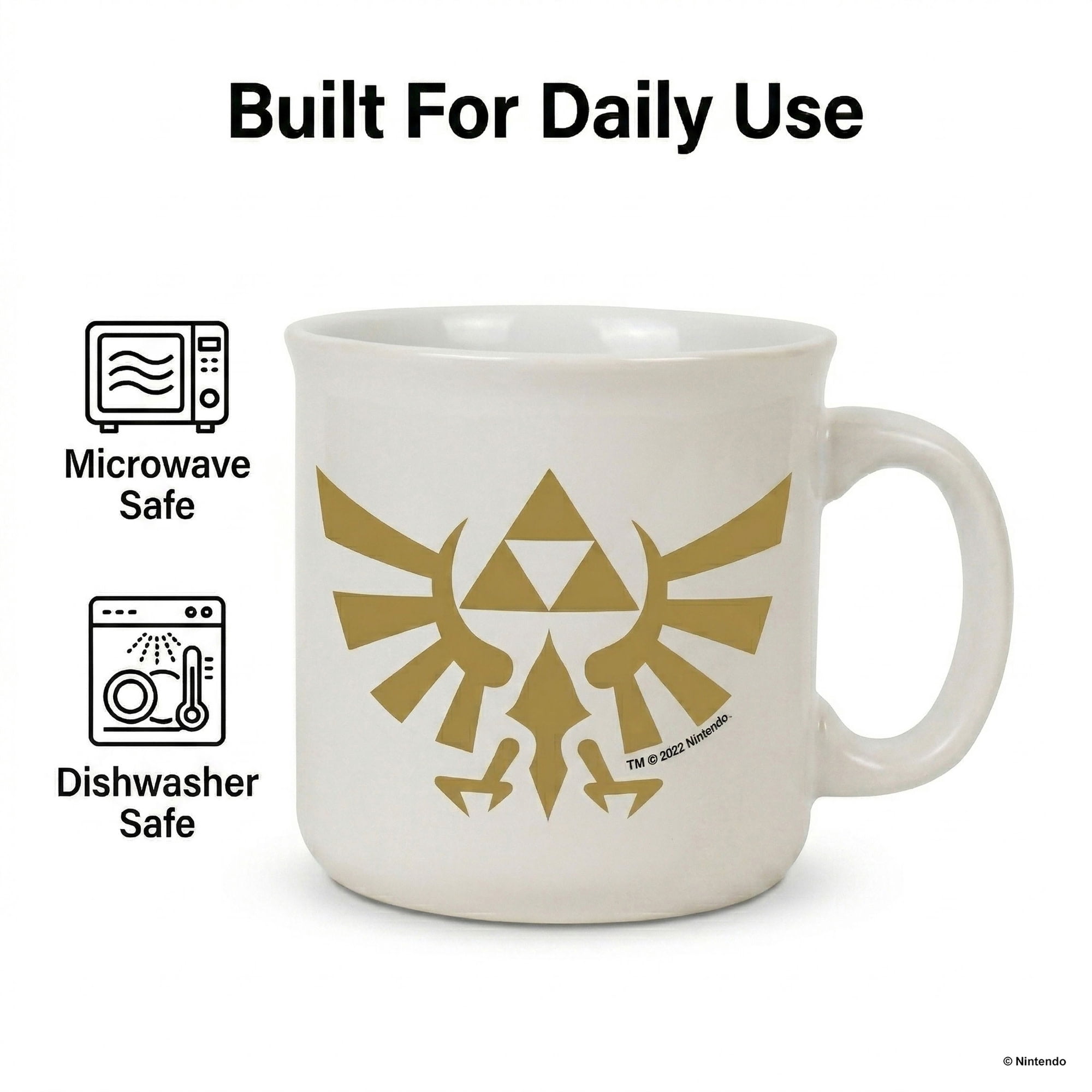 Pyramid America: Zelda: Hyrule Crest - 20oz Ceramic Camper Mug - Coffee & Tea Cup, Microwave-Dishwasher Safe, Video Game Fan Collectible, Licensed